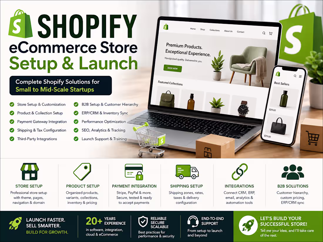 Cover image for Shopify eCommerce Store Setup & Launch for Startups
