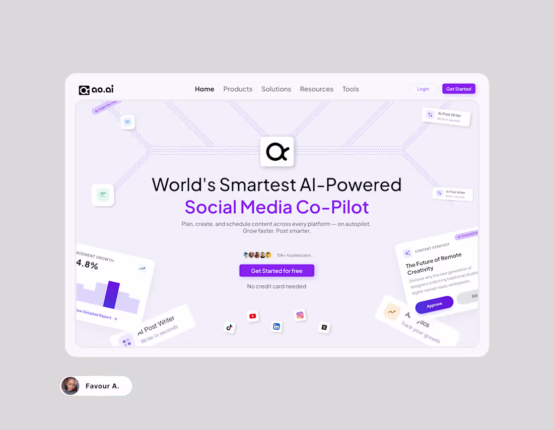 Cover image for AO.AI (https://AO.AI) SAAS HERO SECTION