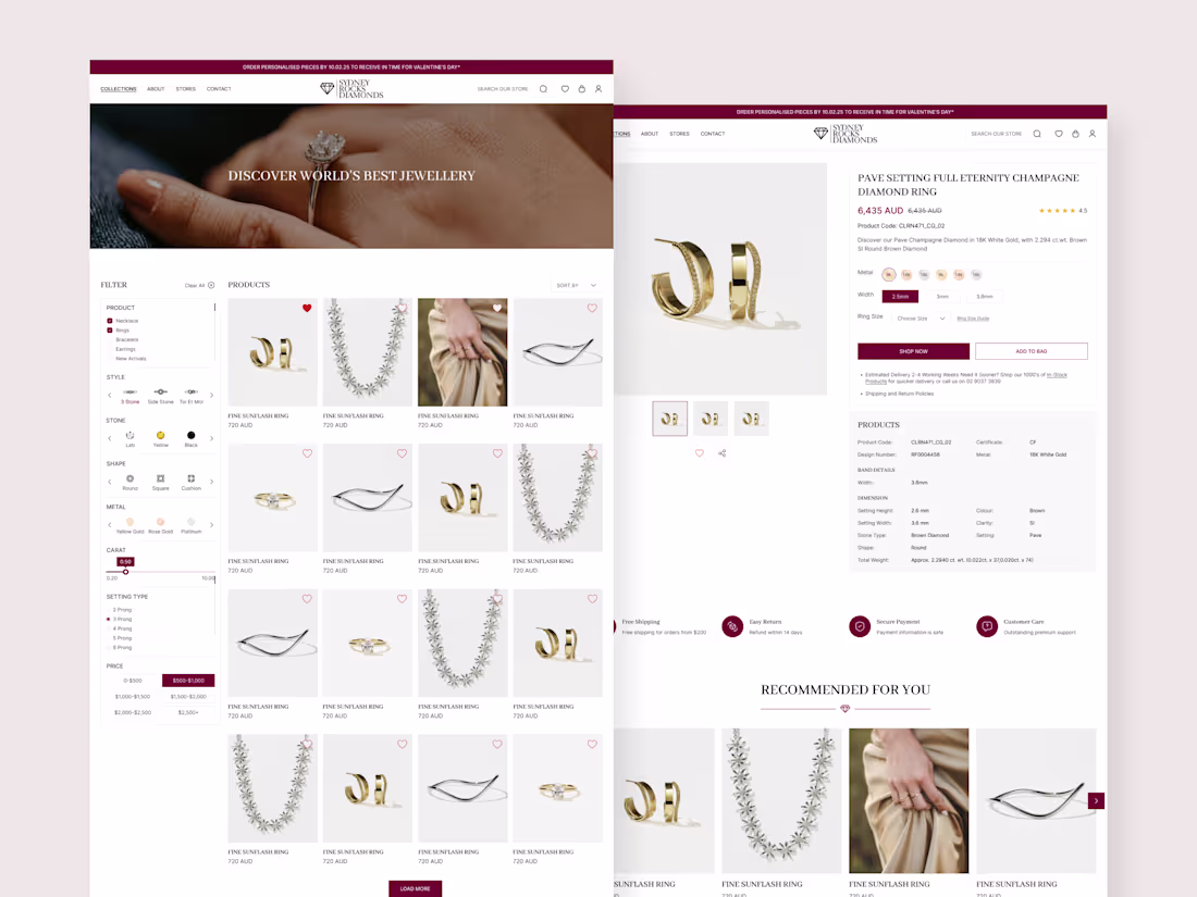 Cover image for Luxury Jewelry E-Commerce Website

Designed a