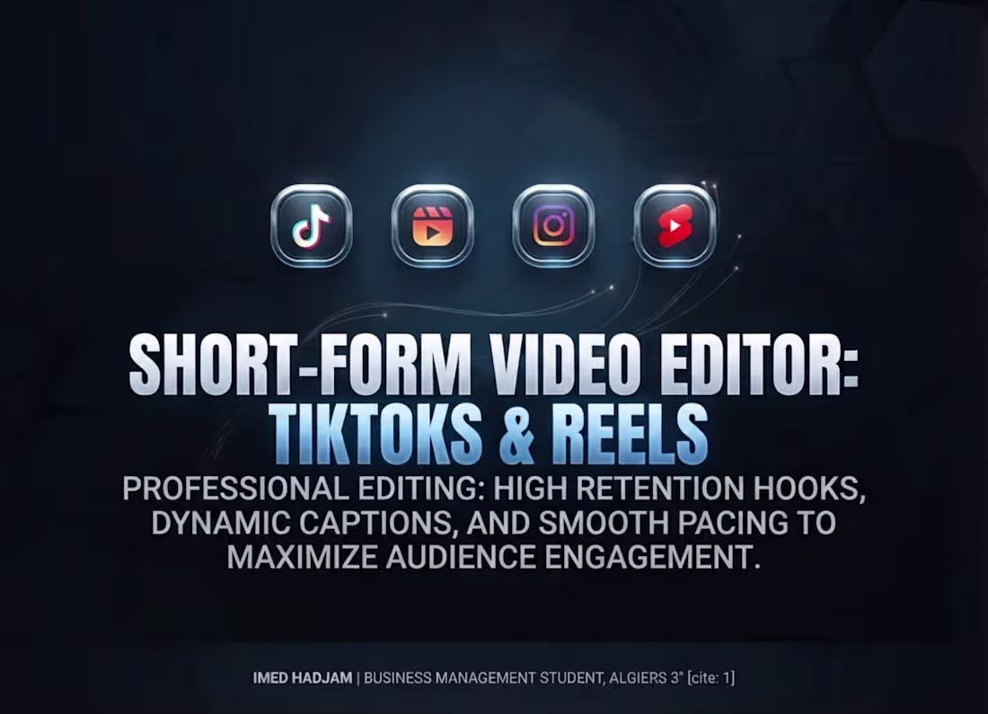 Cover image for Short-Form Video Editor | TikToks & Reels