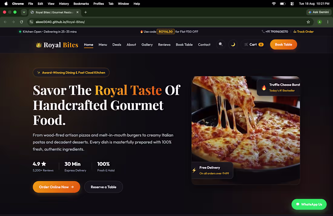 Cover image for https://akeel3040.github.io/Royal-Bites/    
Designed
