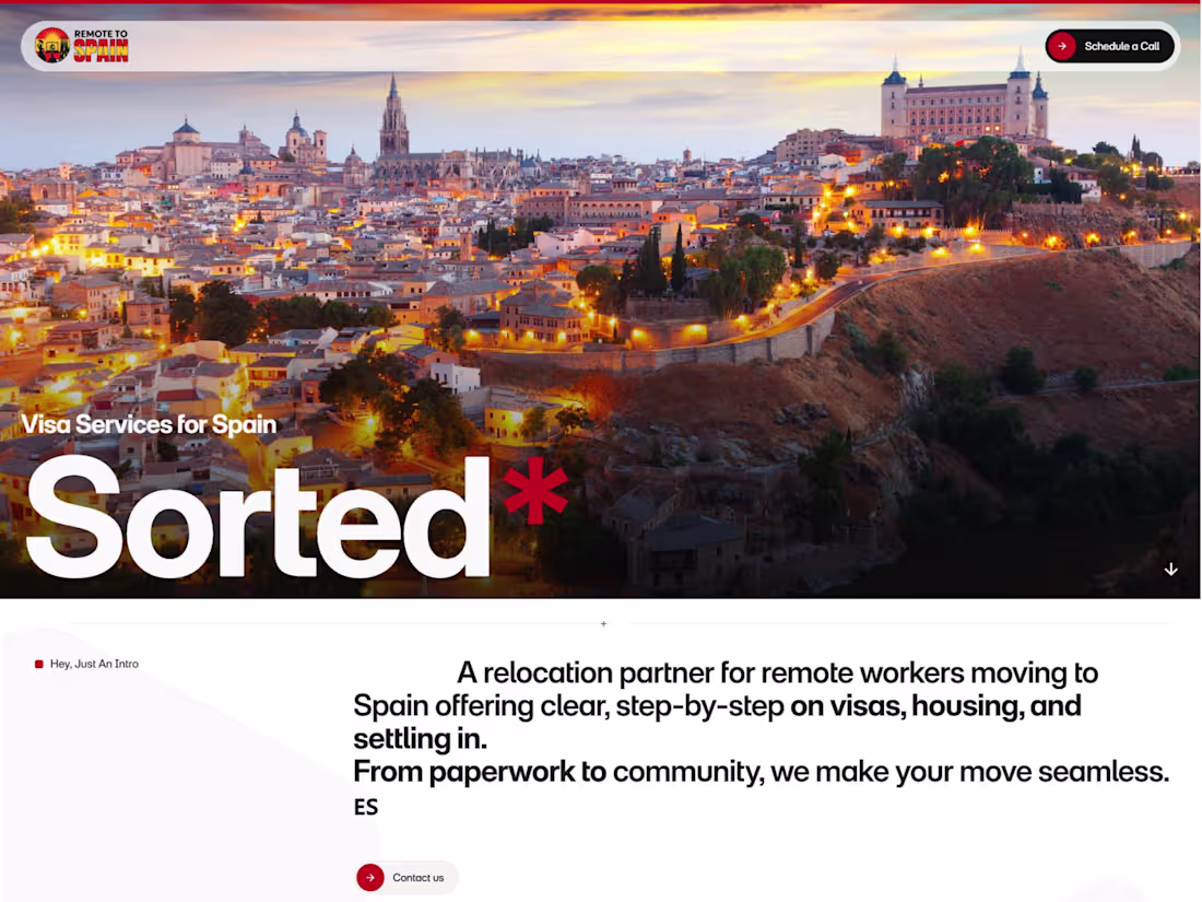 Cover image for Remote to Spain — Visa Services Website Built in Framer