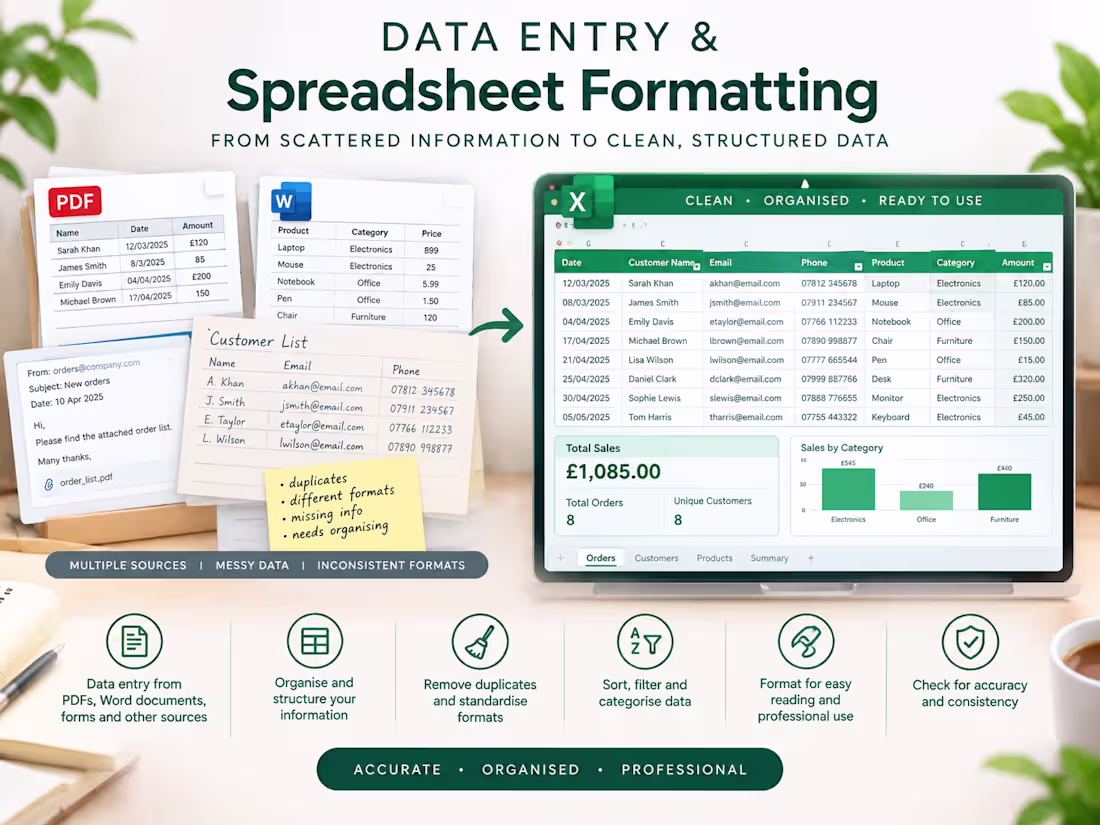 Cover image for Data Entry & Spreadsheet Formatting