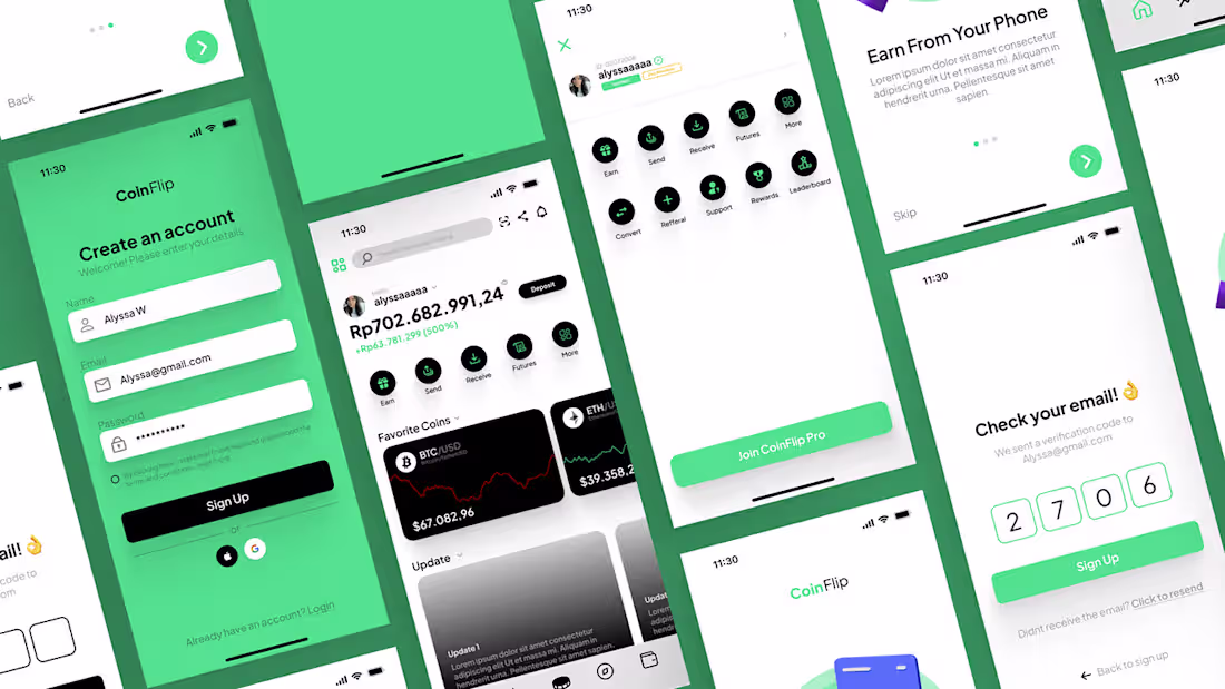 Cover image for CoinFlip UI / UX App Design :: Behance