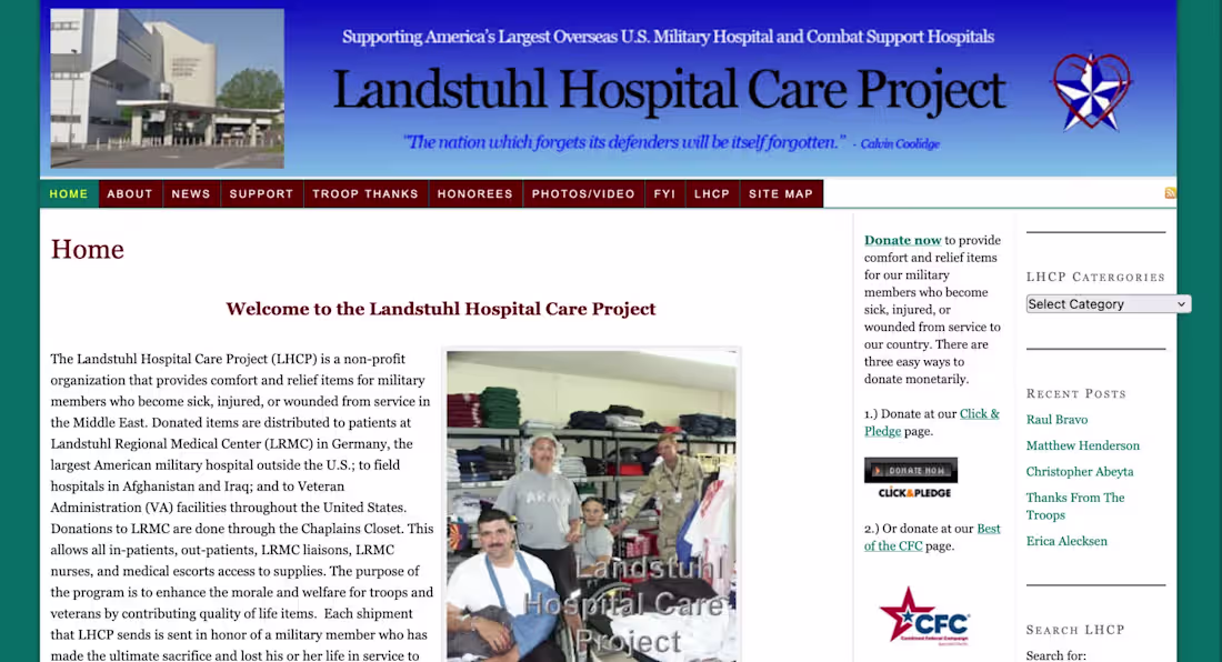 Cover image for Website Design for Landstuhl Hospital Care Project