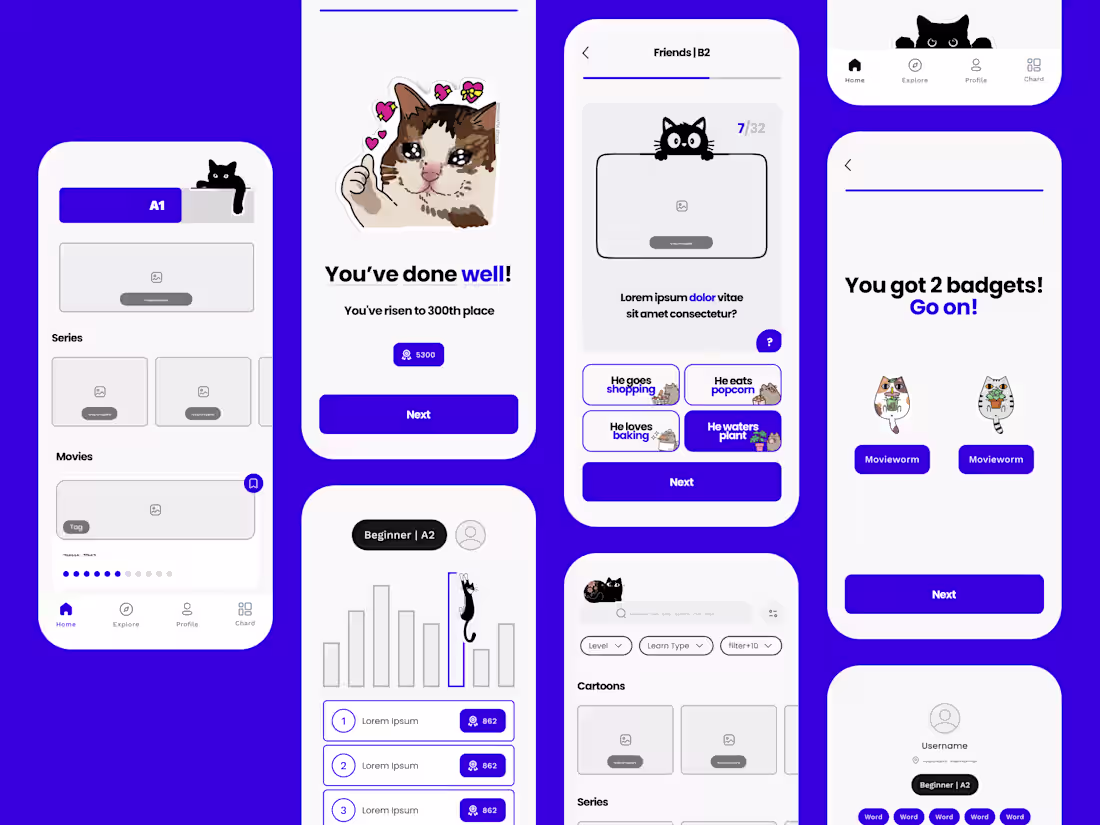 Cover image for Wireframe | English Learning | Mobile App