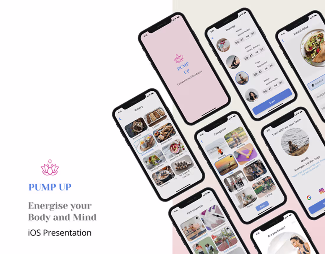 Cover image for iOS Presentation - Pump Up App on Behance
