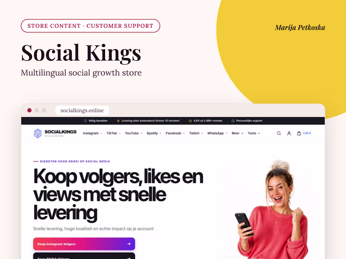 Cover image for Social Kings: Store Content and Customer Support