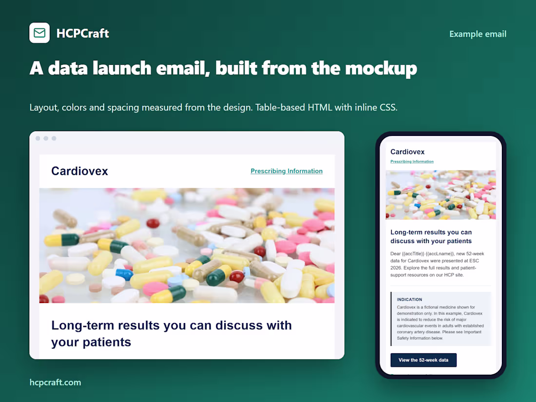 Cover image for HCPCraft: data launch email for Veeva Approved Email