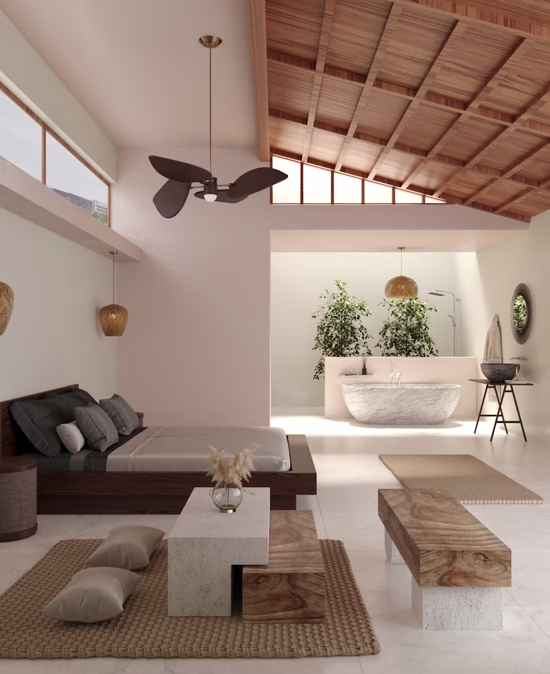 Cover image for Tropical-inspired Master suite 3d visualization | 3d rendering
