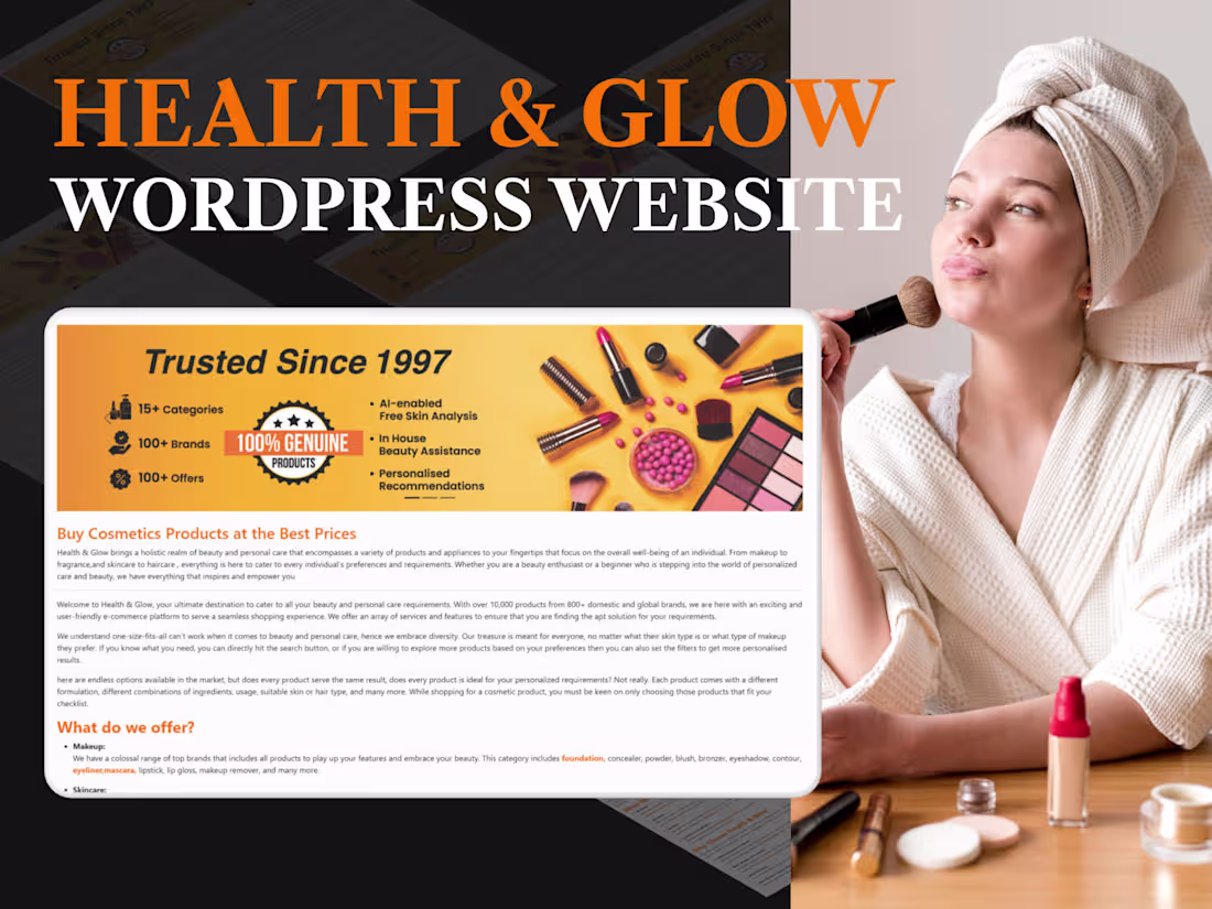 Cover image for Health & Glow | Wordpess Website