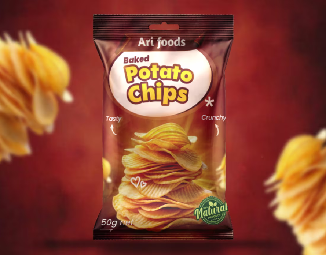 Cover image for A package design for arifoods baked potato chips