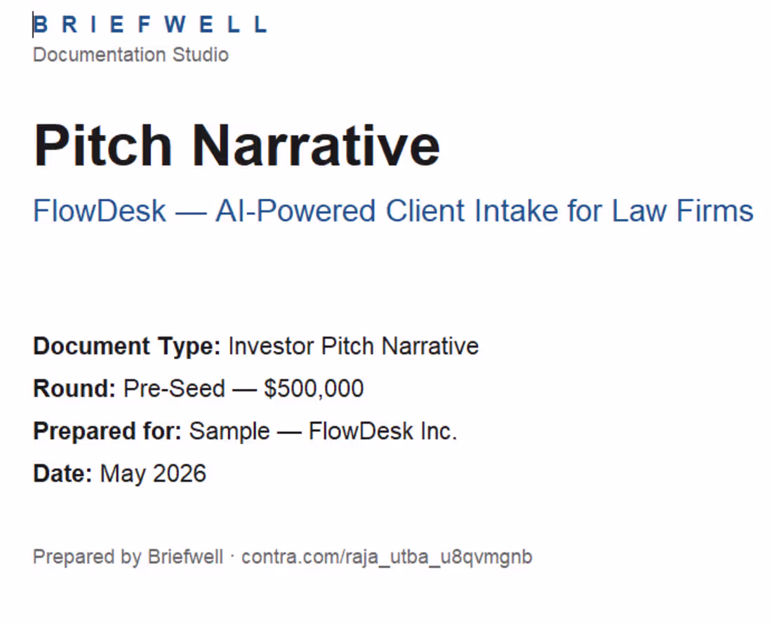 Cover image for Pitch Narrative
FlowDesk — AI-Powered Client