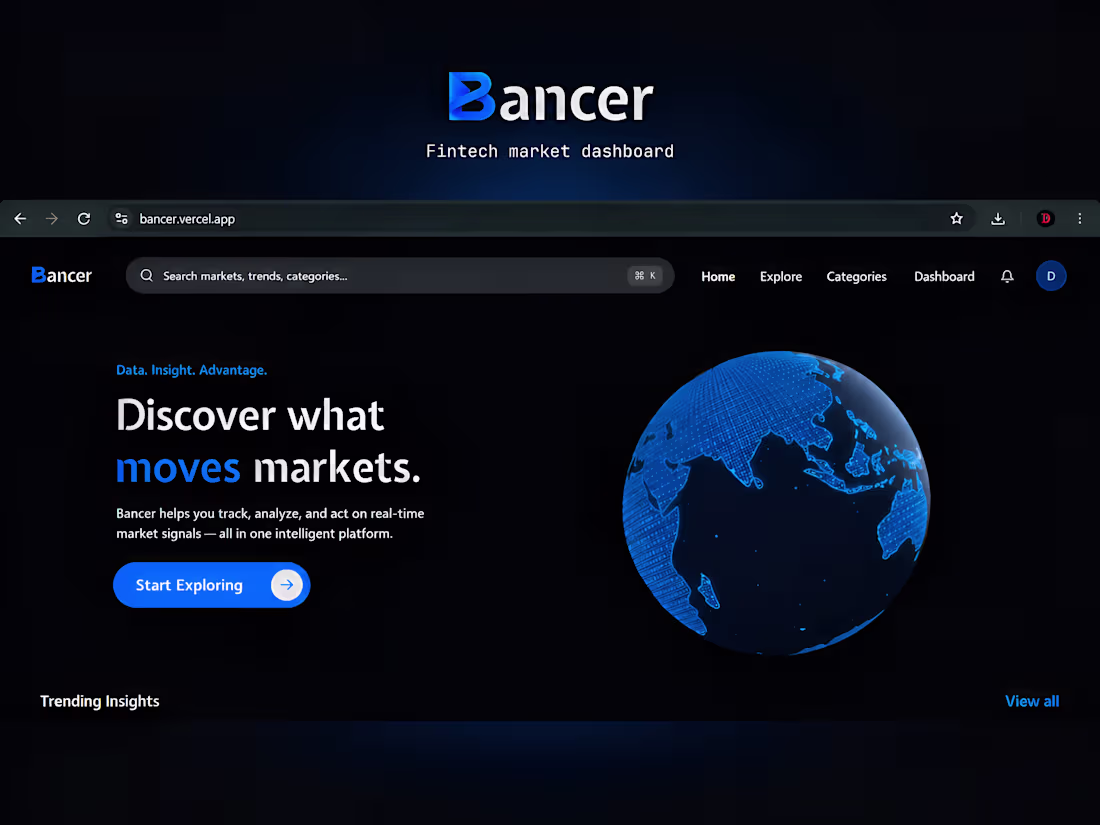 Cover image for Bancer – Fintech Market Dashboard

Bancer
