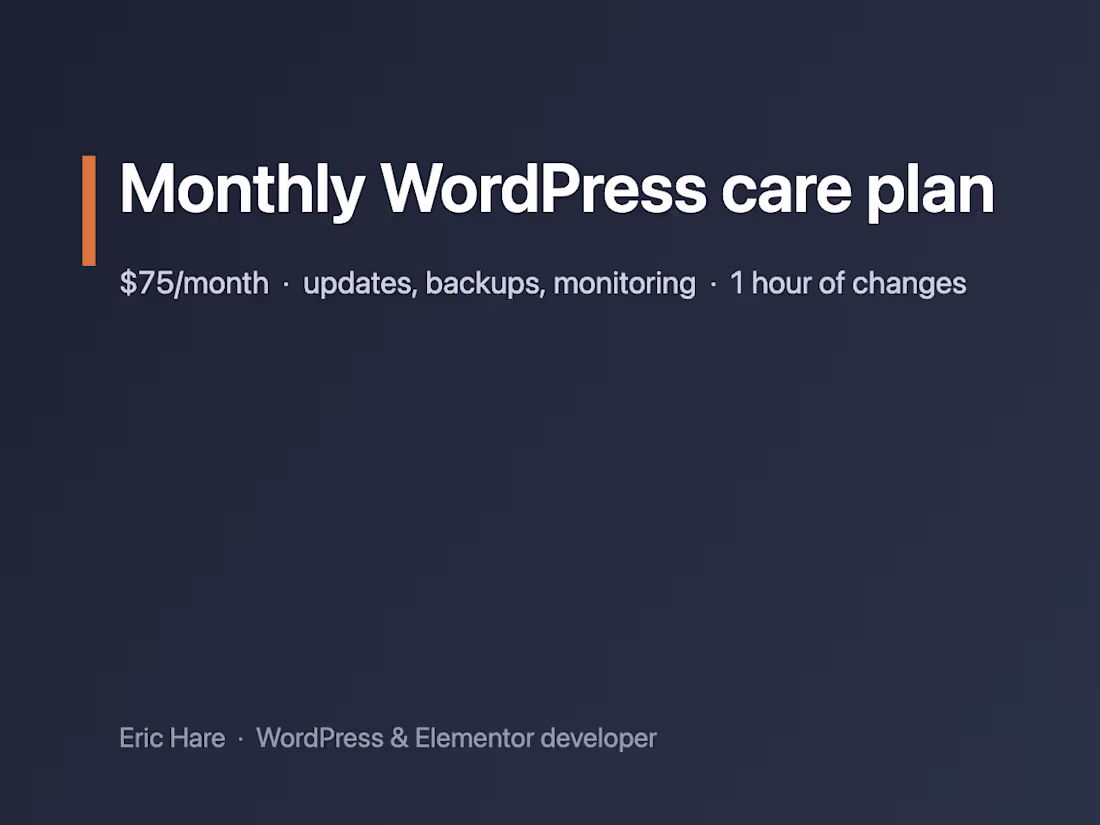 Cover image for Monthly WordPress care plan