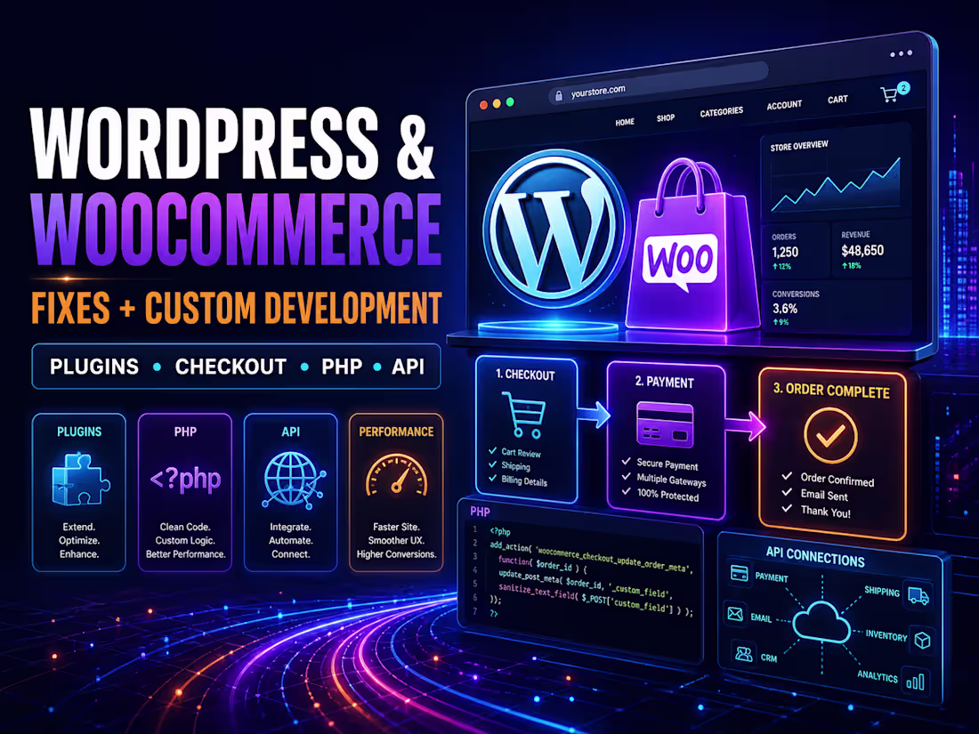 Cover image for WordPress & WooCommerce Fixes and Custom Development