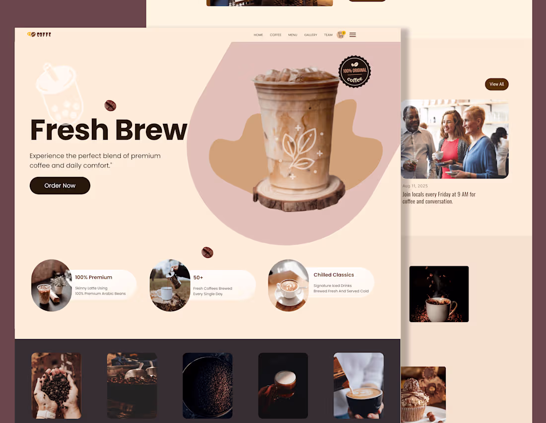 Cover image for Fresh Brew – Coffee Shop Website Design