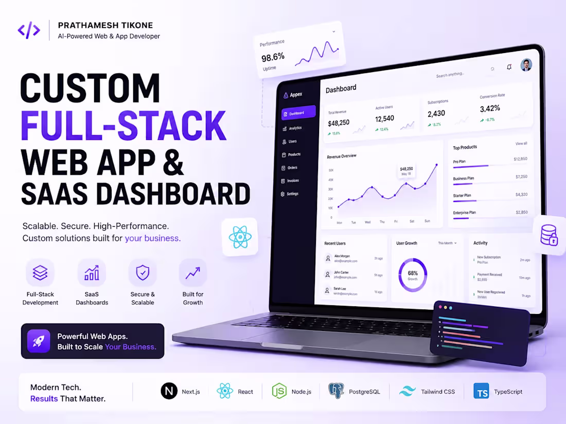 Cover image for Custom Full-Stack Web App & SaaS Dashboard