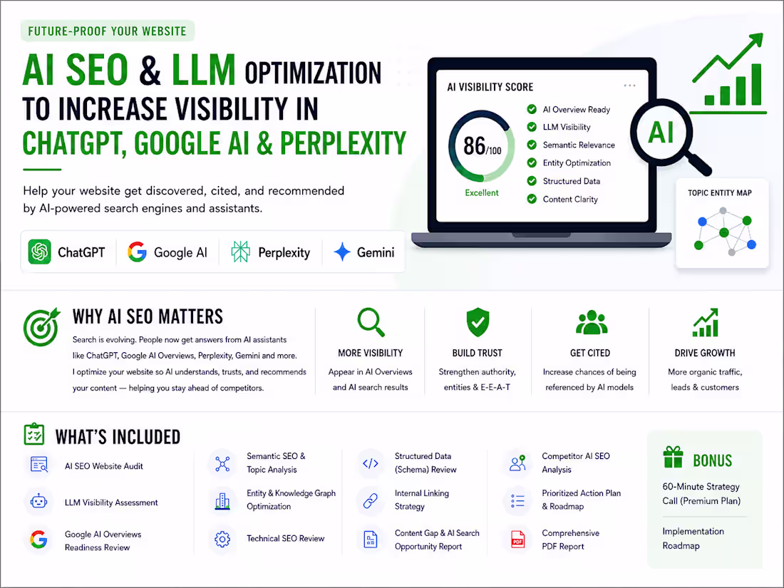 Cover image for AI SEO & LLM Optimization for ChatGPT & Google AI