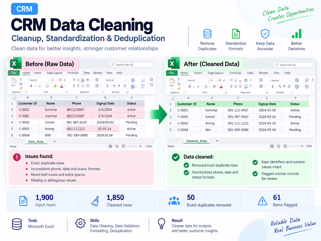 Cover image for CRM Data Cleaning — Before & After