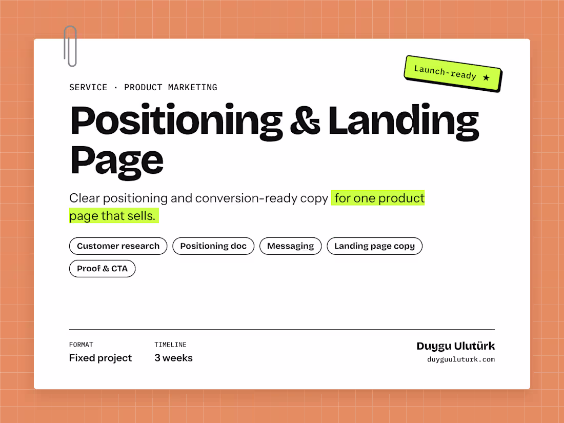 Cover image for B2B SaaS Positioning & Landing Page Copy