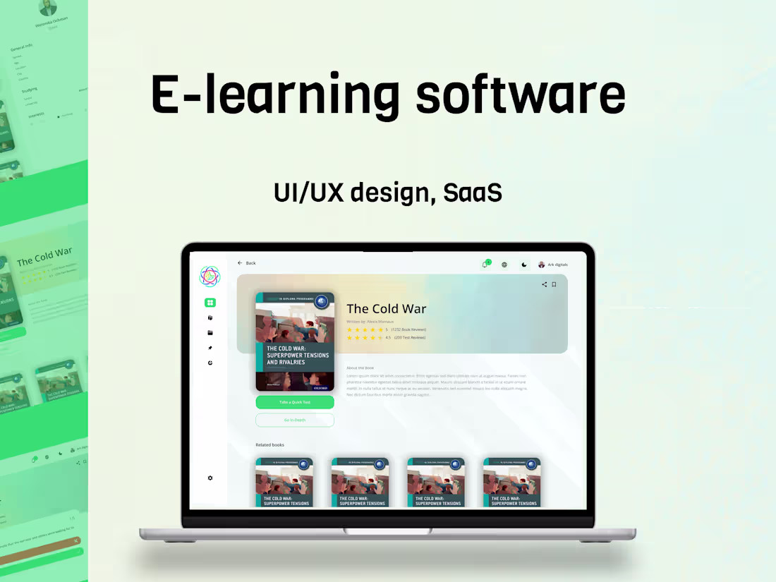 Cover image for Elearning Web app for readers to read quiz themselves on the...