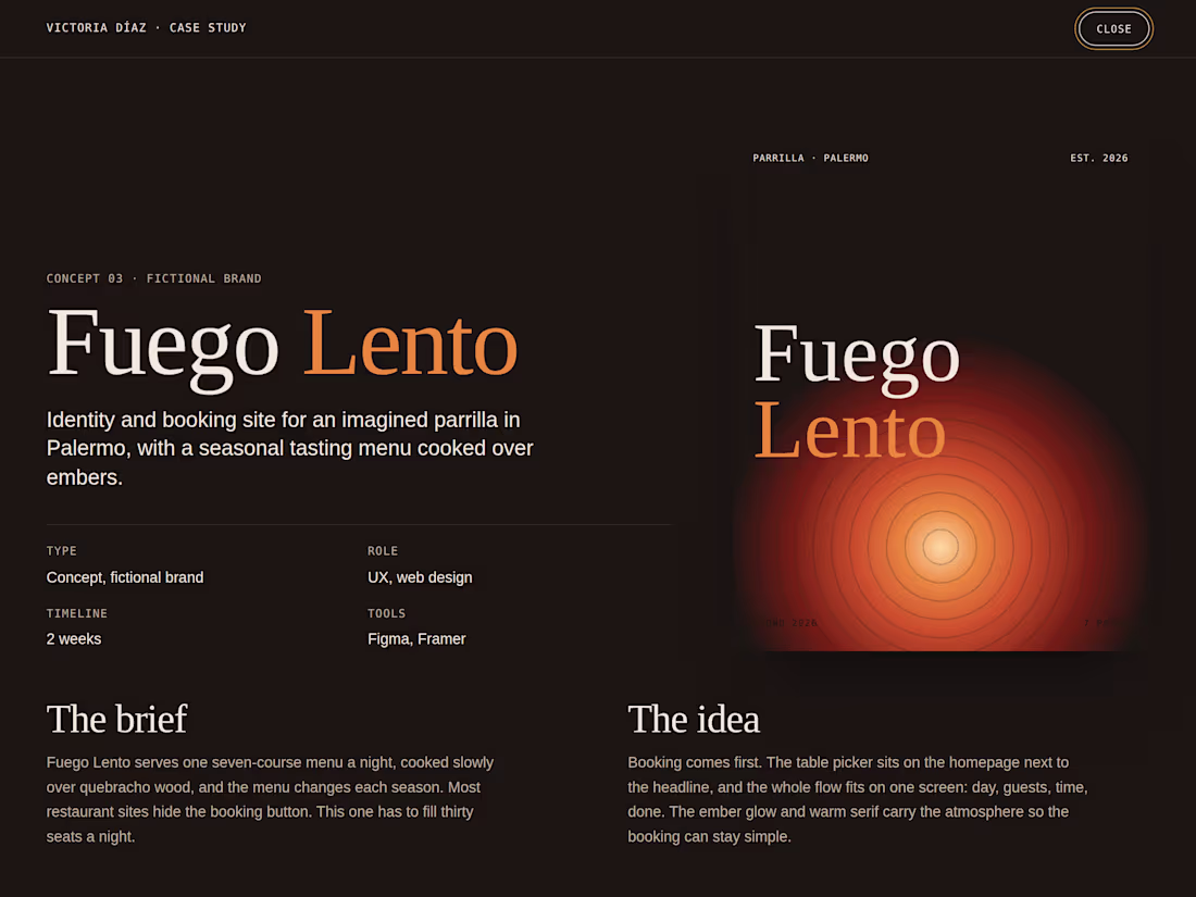 Cover image for Title: Fuego Lento: restaurant booking site