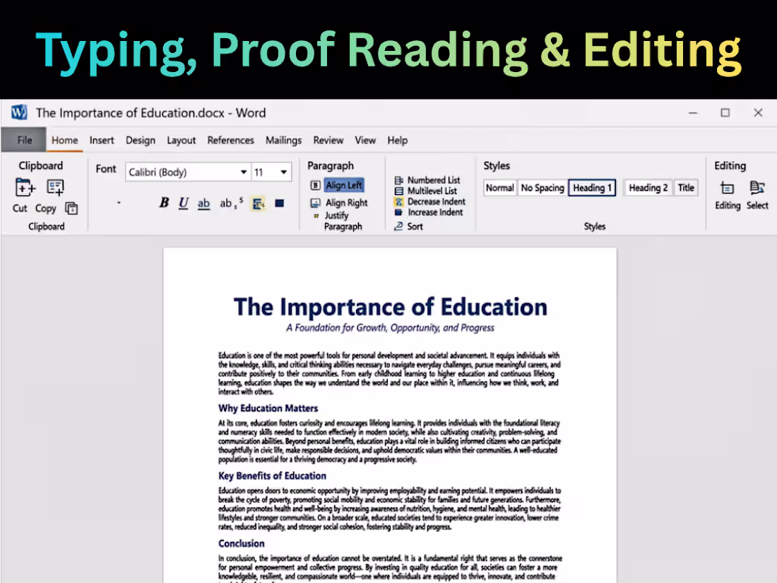 Cover image for I will type, proofread and edit your documents of all types.