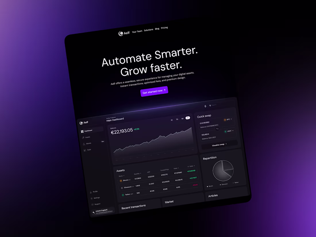 Cover image for  Aelf – crypto dashboard landing