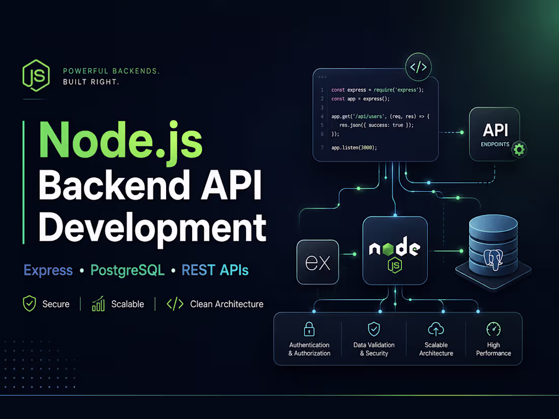 Cover image for Node.js / Express Backend API Development