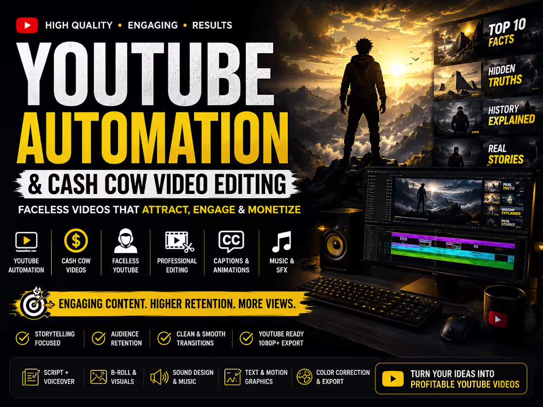 Cover image for YouTube Automation & Faceless Channel Content