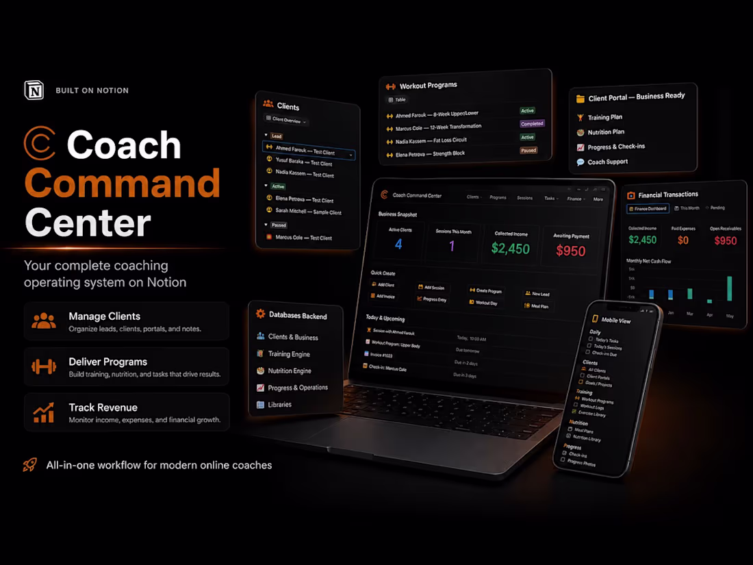 Cover image for Notion Workspace Setup for Fitness Coaches