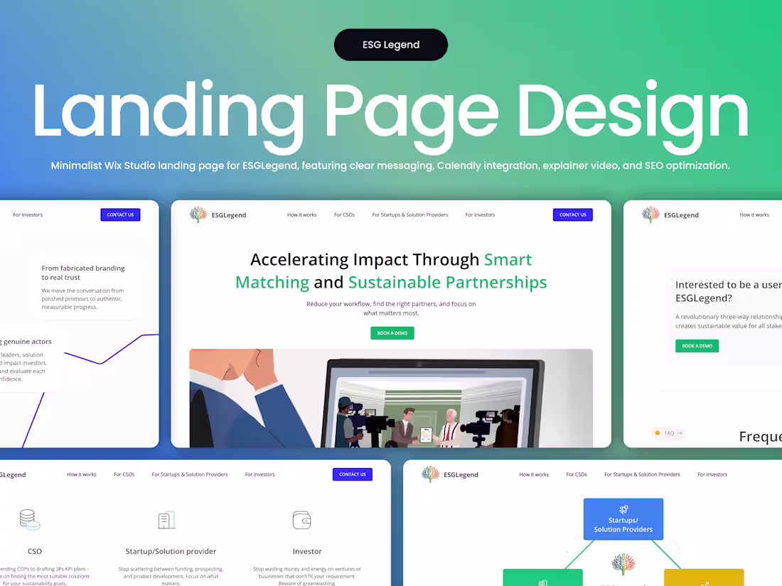 Cover image for Wix Landing Page Design for ESG & Impact Investing Company