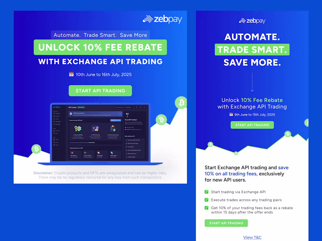 Cover image for API Trading Campaign – Fee Rebate Incentive for ZebPay