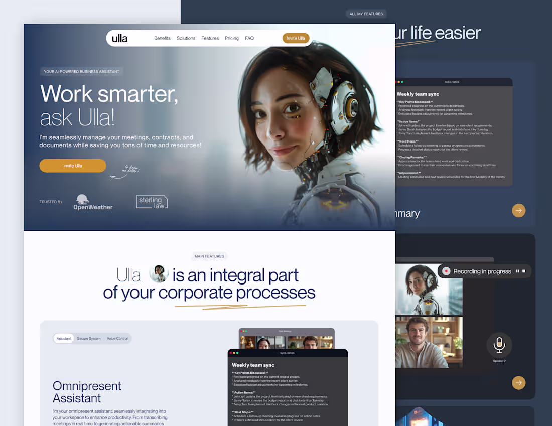 Cover image for Ulla AI — Landing Page