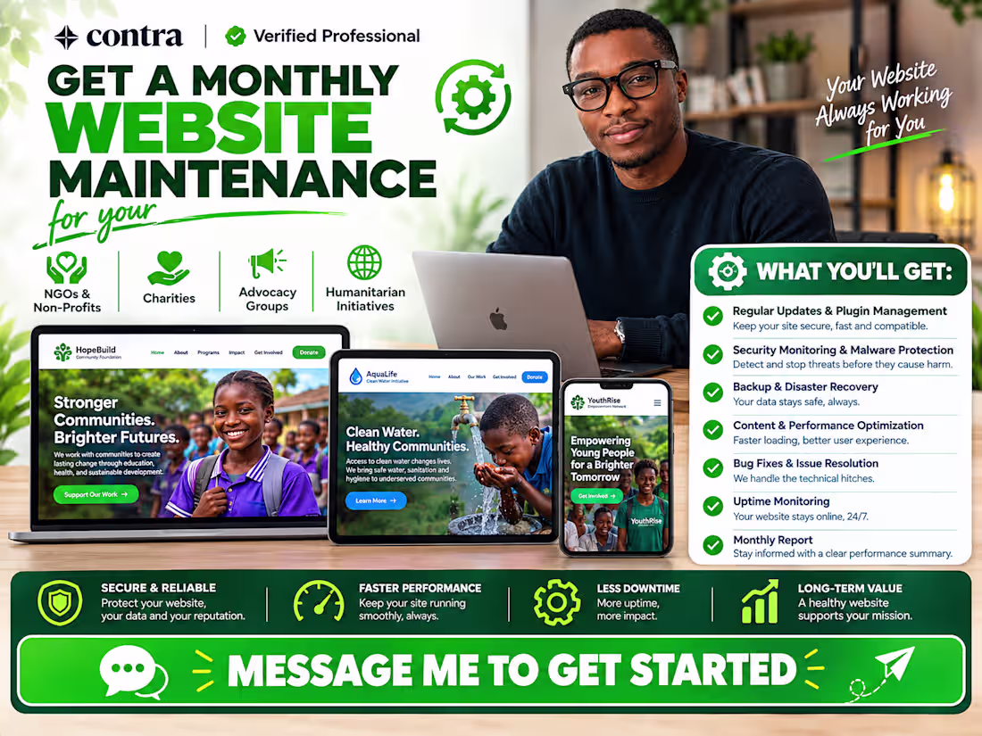 Cover image for WEBSITE MAINTENANCE FOR NONPROFITS & CHARITIES ORG