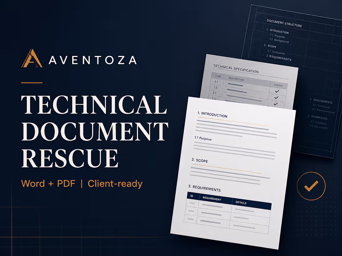 Cover image for Technical Document Rescue: client-ready Word and PDF