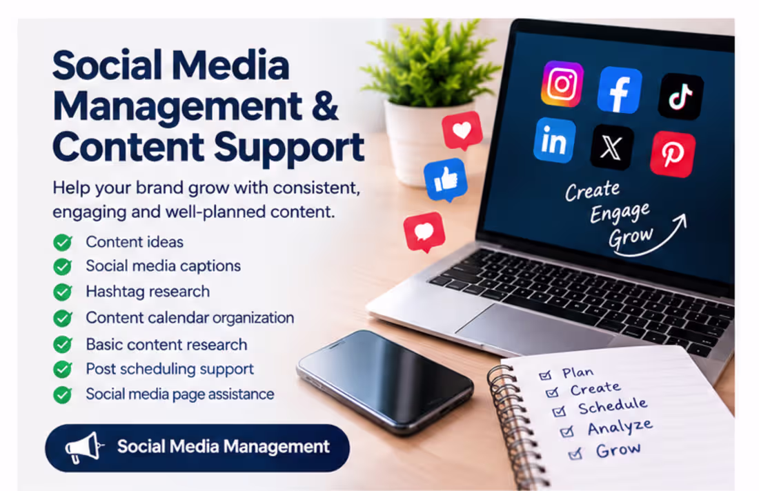 Cover image for Social Media Management & Content Support