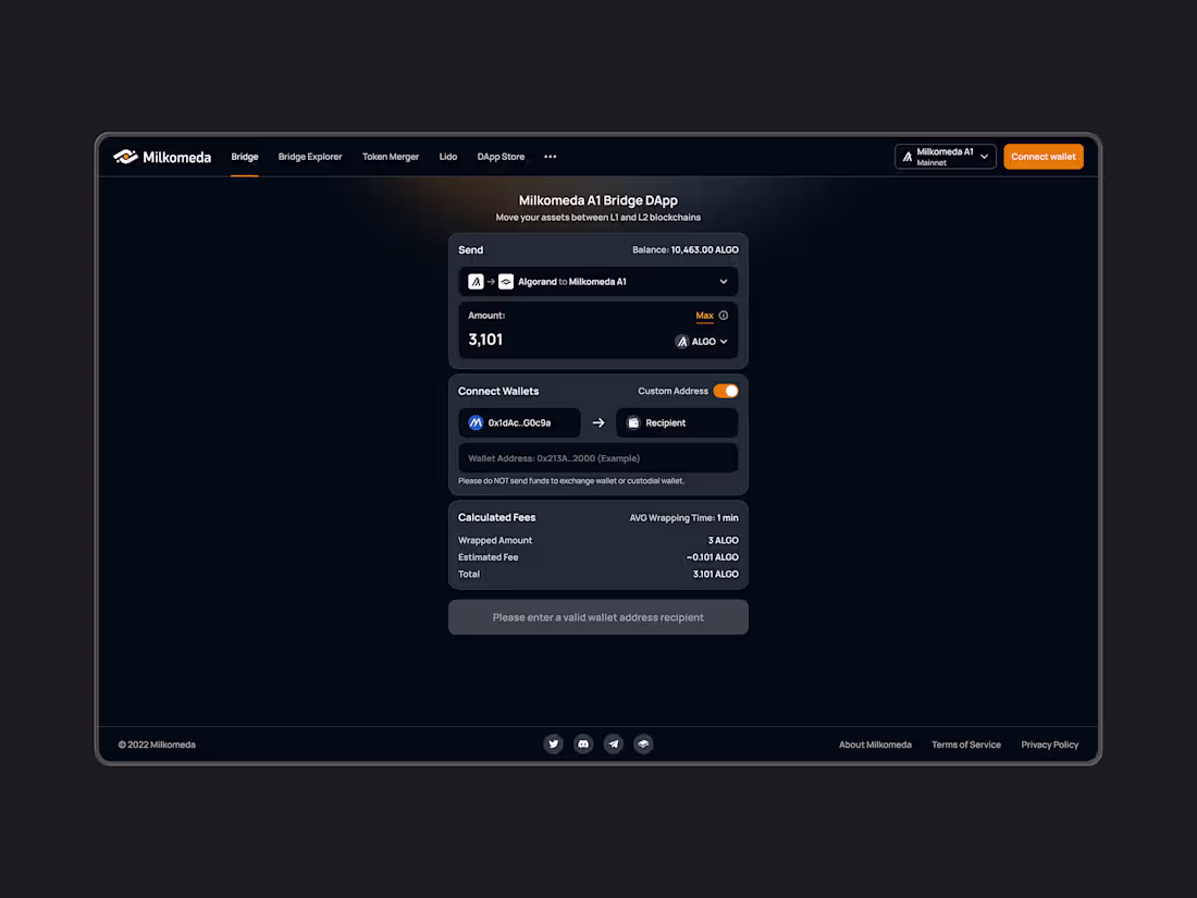 Cover image for Milkomeda: Cross-Chain Finance UX/UI Design