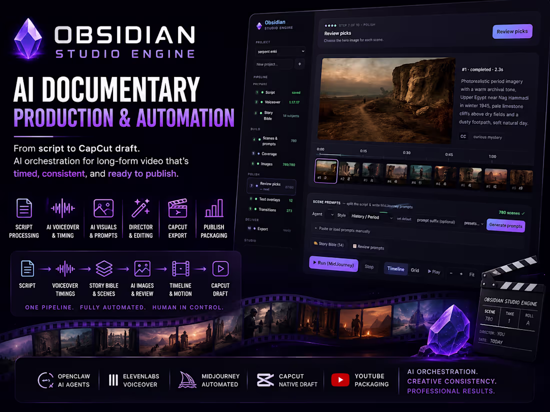 Cover image for AI Documentary Production & Clipping Automation - Obsidian S...