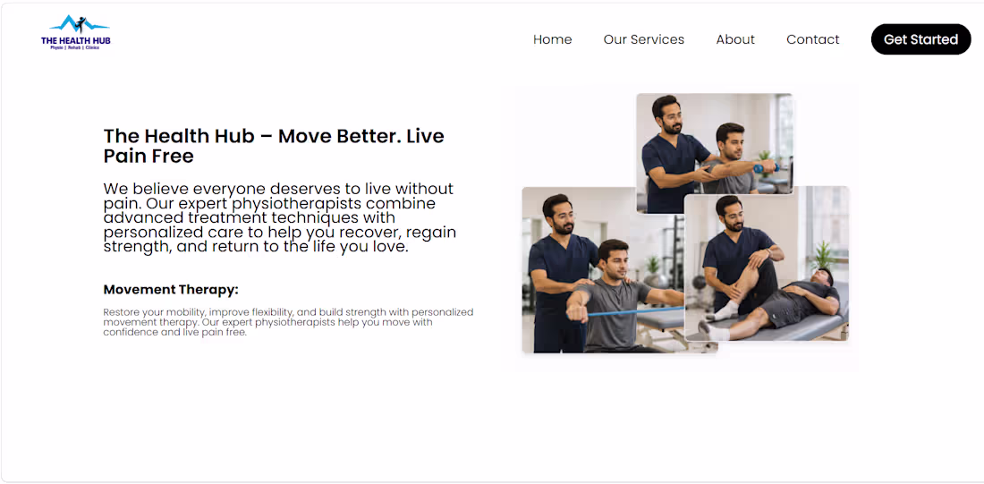 Cover image for Health hub website landing page built with HTML, CSS, and Ja...