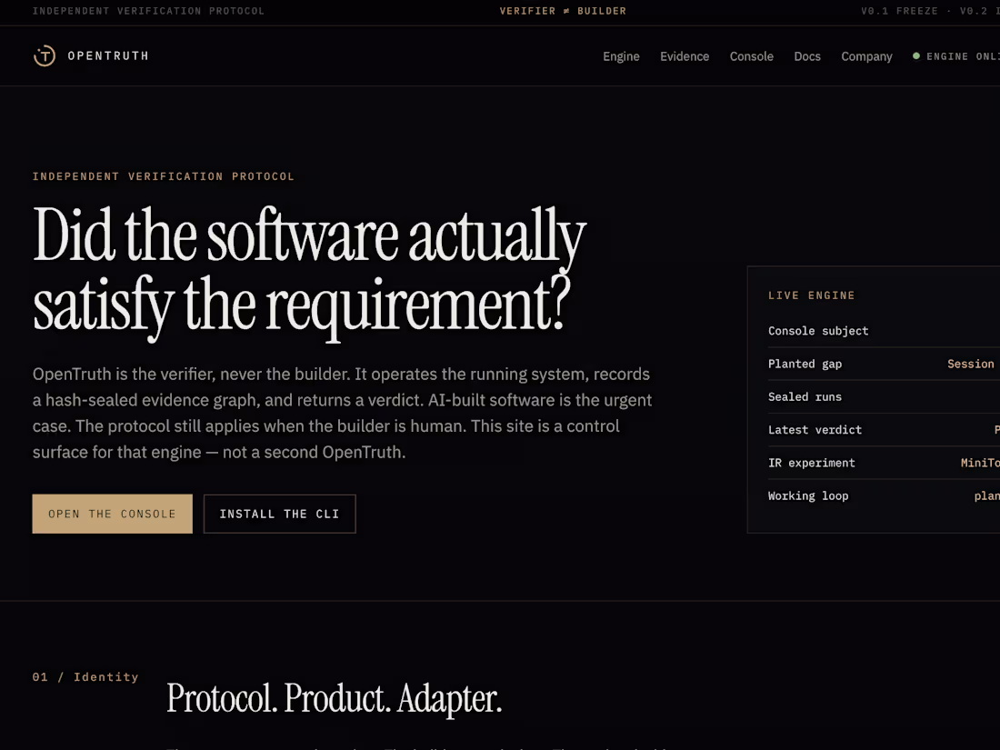 Cover image for OpenTruth: Independent Verification Protocol
Claims made