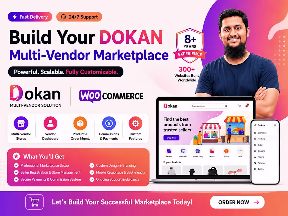 Cover image for Build Custom Dokan Multi-Vendor Product or Service Marketplace