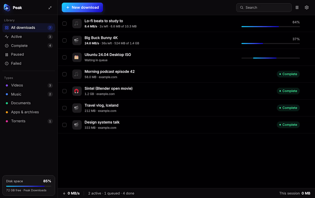 Cover image for Peak Download Manager (macOS and Windows)