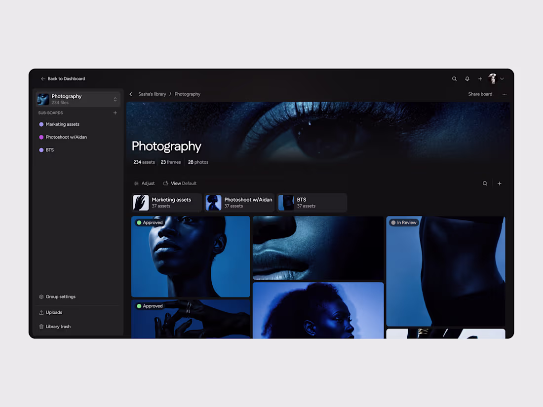 Cover image for Asset library screen for a