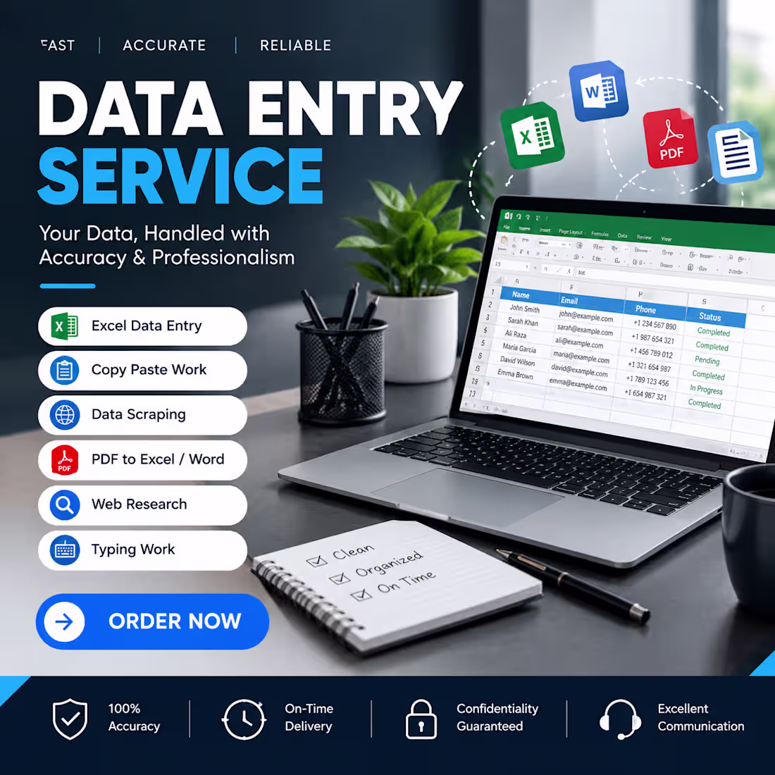 Cover image for Data Entry & Excel Specialist | Google Sheets, Web Research.