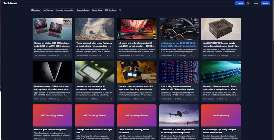 Cover image for Technology News Aggregator