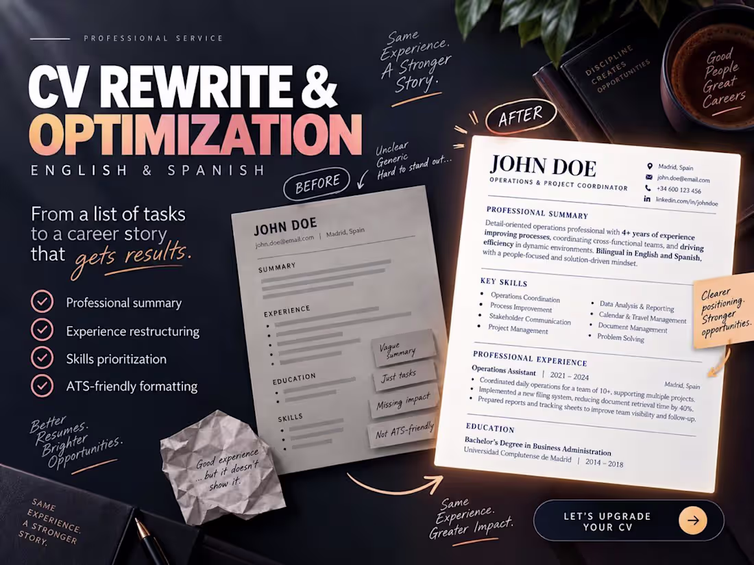 Cover image for CV Rewrite & Optimization | English & Spanish