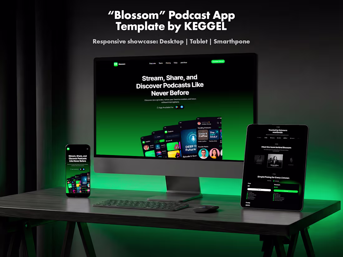 Cover image for Blossom - Website for Podcast Apps (100 % built from scratch)