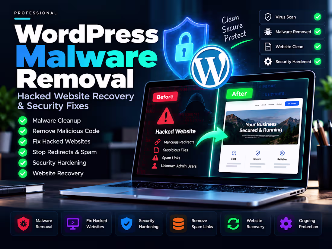Cover image for WordPress Malware Removal, Hacked Website & Security Fixes